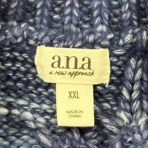 a.n.a. Women's Pullover Mock Neck Warm Cozy Blue Grey Knit Sweater Size XXL NWT - Picture 7 of 10